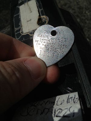 The silver heart medal in the geocache